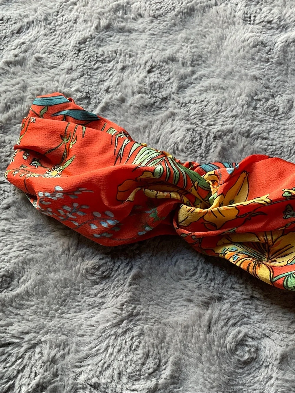 Kids Floral Elastic Headband - Orange